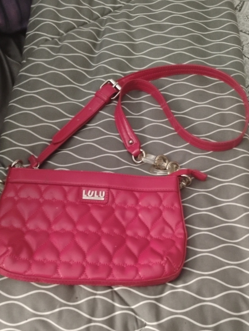 English Brand lulu Patent Leather  Quilted Red Crossbody Bag